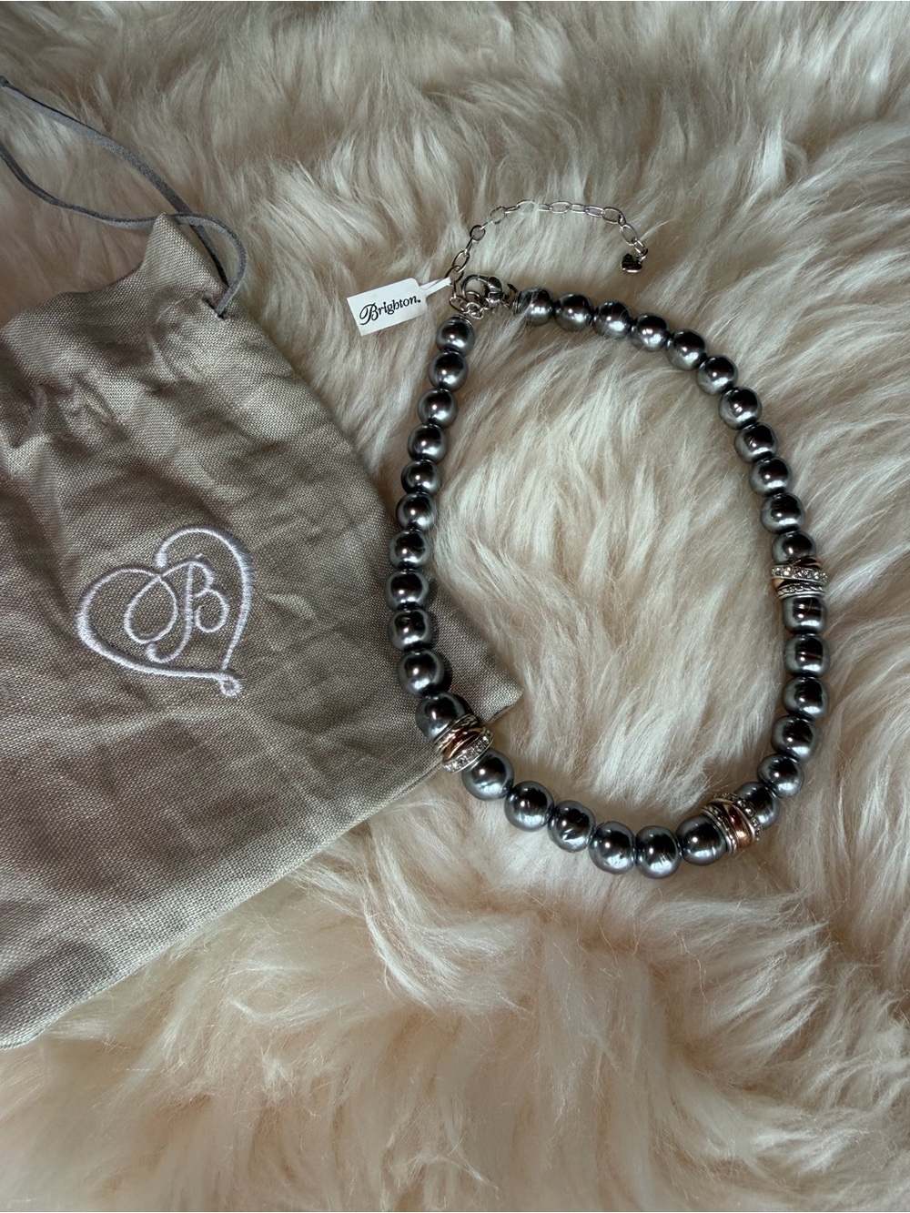 Brighton Neptune's Rings Gray Pearl Short Necklace NWT - Picture 3 of 4